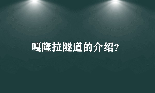 嘎隆拉隧道的介绍？