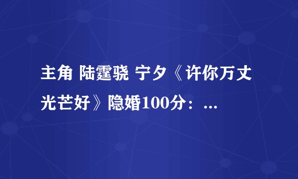 主角 陆霆骁 宁夕《许你万丈光芒好》隐婚100分：惹火娇妻嫁一送一 全本全文