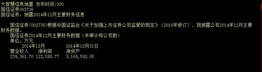 002736股票2014年每股收益大慨是多少
