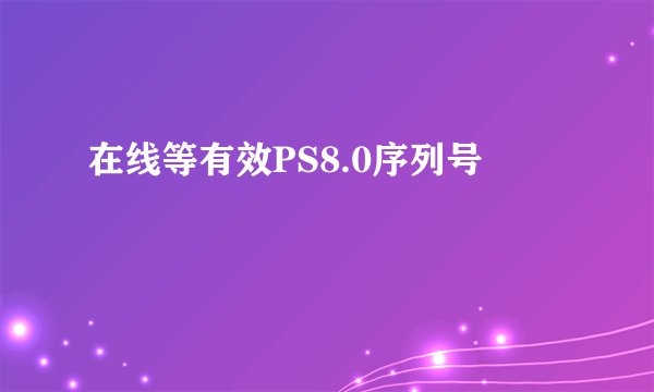 在线等有效PS8.0序列号
