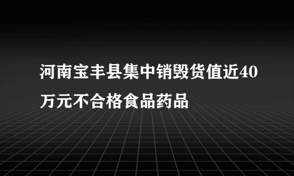 河南宝丰县集中销毁货值近40万元不合格食品药品