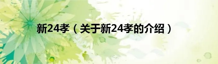 新24孝（关于新24孝的介绍）