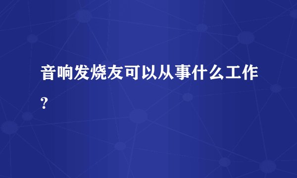 音响发烧友可以从事什么工作？