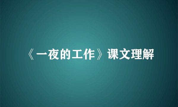 《一夜的工作》课文理解