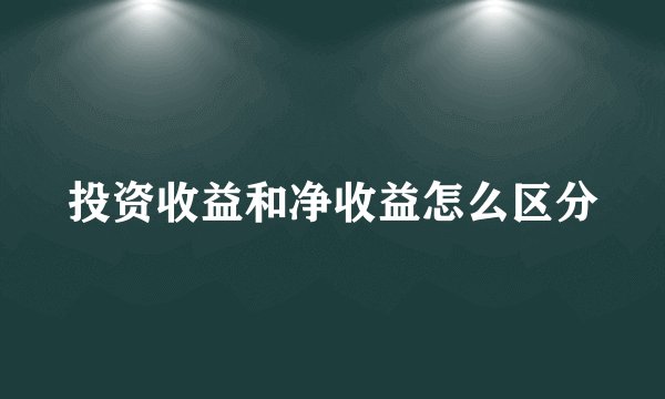 投资收益和净收益怎么区分