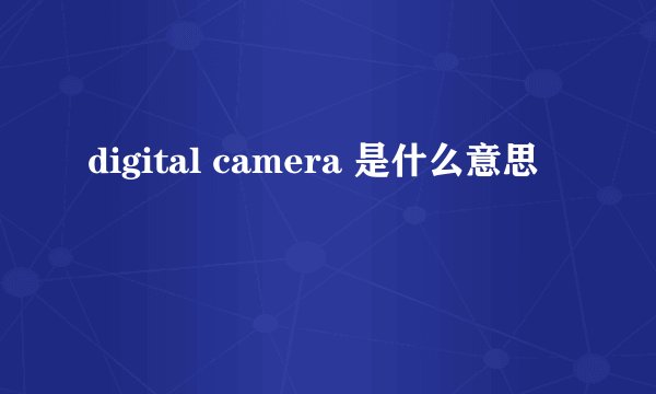 digital camera 是什么意思