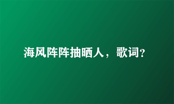 海风阵阵抽晒人，歌词？