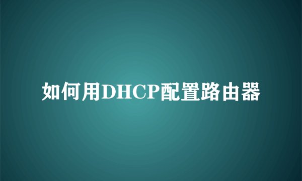 如何用DHCP配置路由器