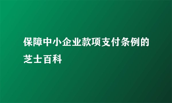 保障中小企业款项支付条例的芝士百科