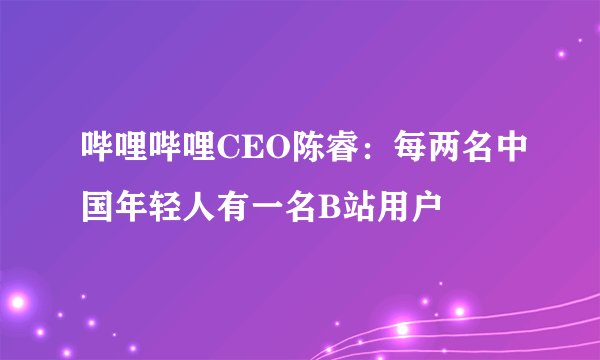 哔哩哔哩CEO陈睿：每两名中国年轻人有一名B站用户