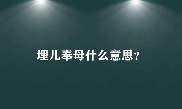 埋儿奉母什么意思？