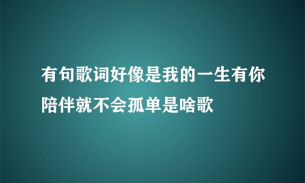 有句歌词好像是我的一生有你陪伴就不会孤单是啥歌