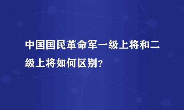 中国国民革命军一级上将和二级上将如何区别？