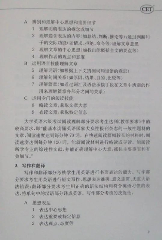 2017英语六级评分标准