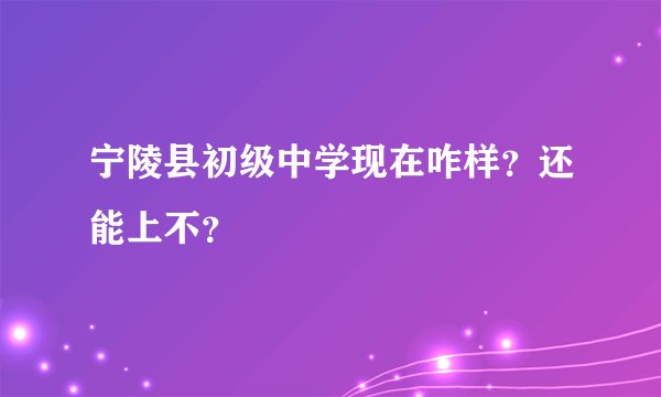 宁陵县初级中学现在咋样？还能上不？