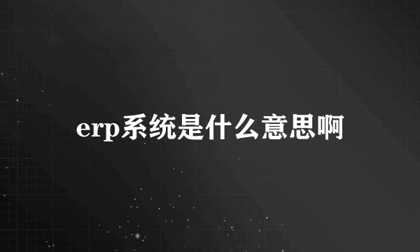 erp系统是什么意思啊