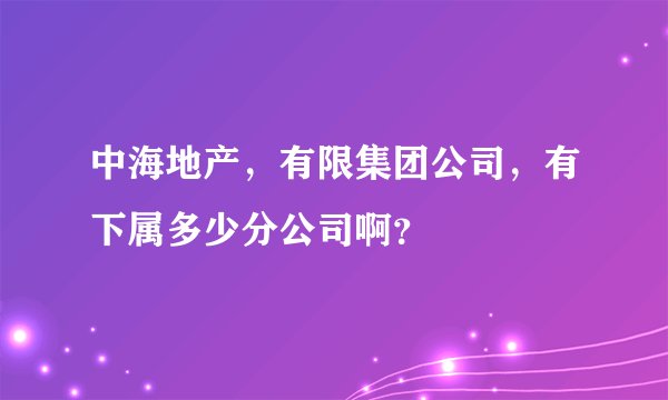 中海地产，有限集团公司，有下属多少分公司啊？