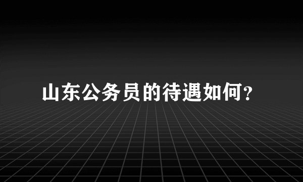 山东公务员的待遇如何？