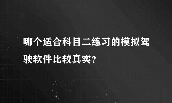 哪个适合科目二练习的模拟驾驶软件比较真实？