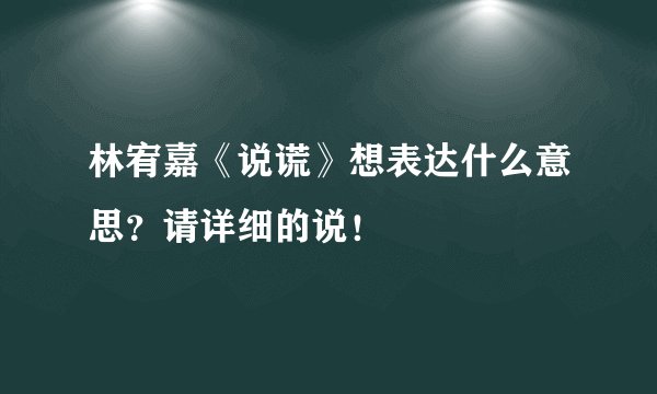 林宥嘉《说谎》想表达什么意思？请详细的说！