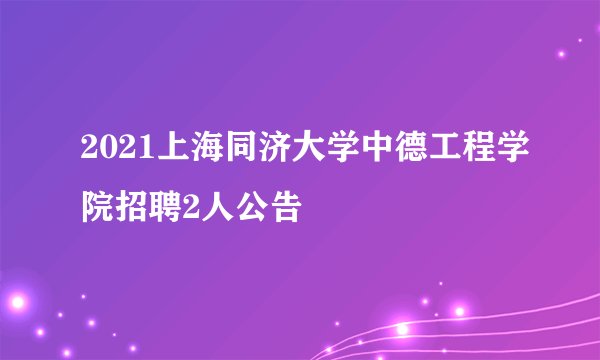 2021上海同济大学中德工程学院招聘2人公告