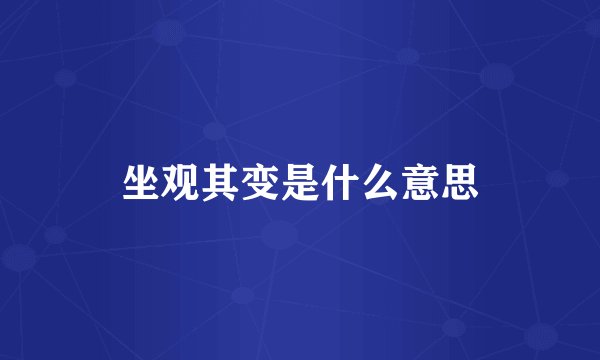 坐观其变是什么意思