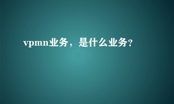vpmn业务，是什么业务？