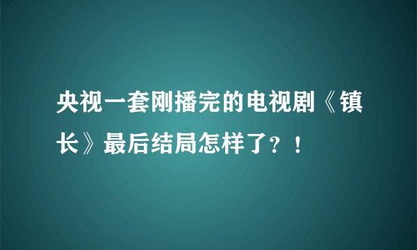 央视一套刚播完的电视剧《镇长》最后结局怎样了？！