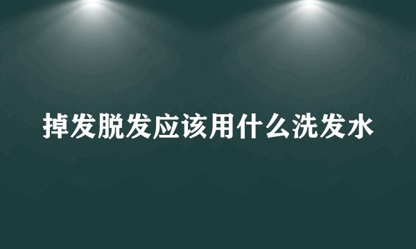 掉发脱发应该用什么洗发水