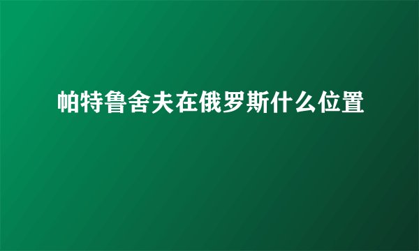 帕特鲁舍夫在俄罗斯什么位置