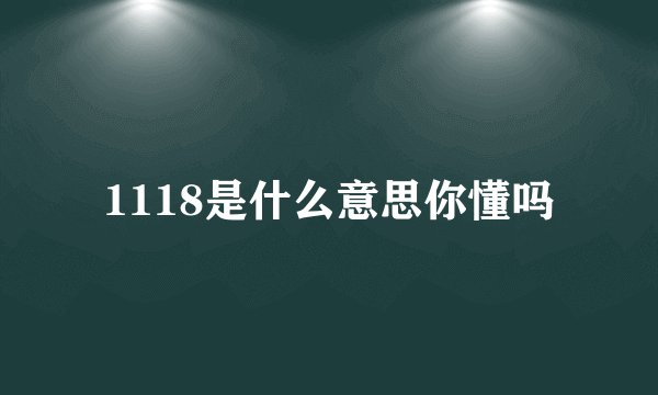 1118是什么意思你懂吗