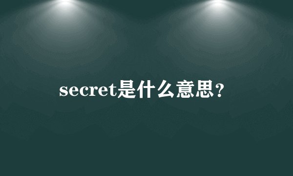 secret是什么意思？