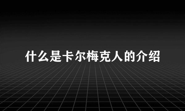 什么是卡尔梅克人的介绍
