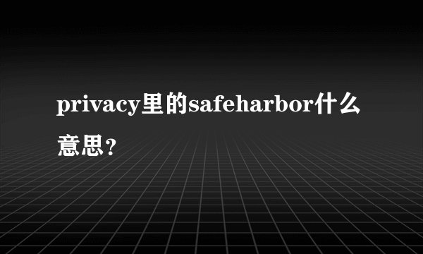 privacy里的safeharbor什么意思？