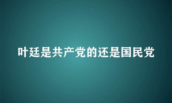 叶廷是共产党的还是国民党