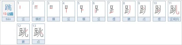 跳的笔顺是什么?