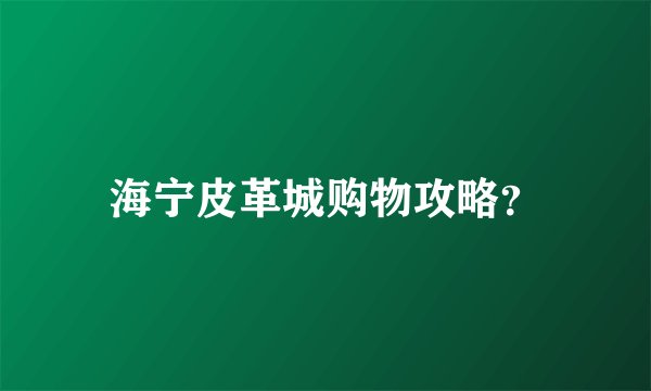 海宁皮革城购物攻略？