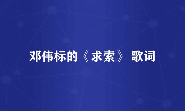 邓伟标的《求索》 歌词