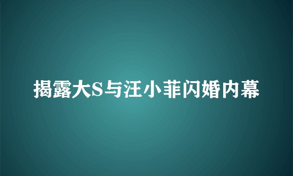 揭露大S与汪小菲闪婚内幕