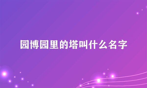 园博园里的塔叫什么名字