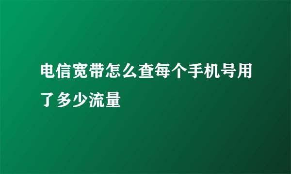 电信宽带怎么查每个手机号用了多少流量