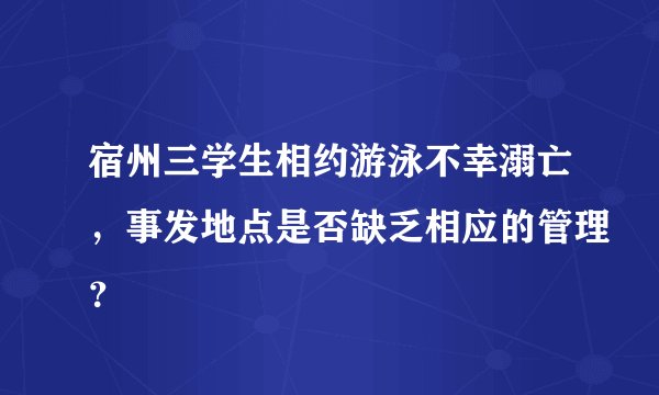 宿州三学生相约游泳不幸溺亡，事发地点是否缺乏相应的管理？