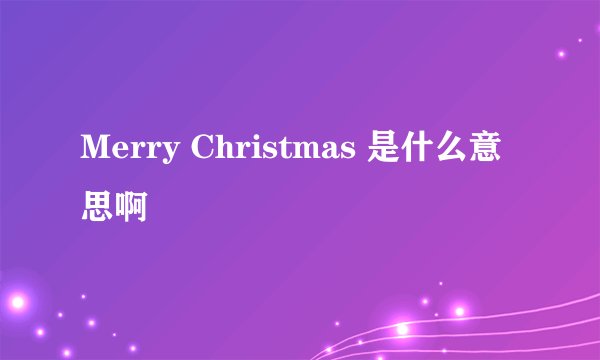 Merry Christmas 是什么意思啊