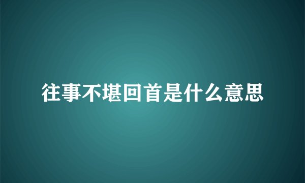往事不堪回首是什么意思