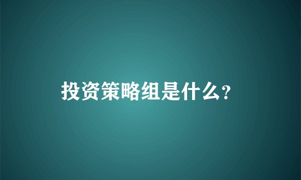 投资策略组是什么？