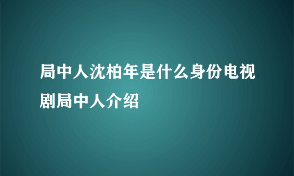 局中人沈柏年是什么身份电视剧局中人介绍