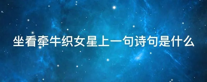 坐看牵牛织女星上一句诗句是什么