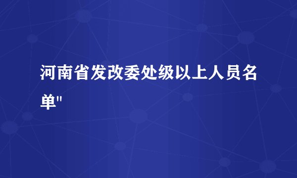 河南省发改委处级以上人员名单