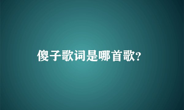 傻子歌词是哪首歌？