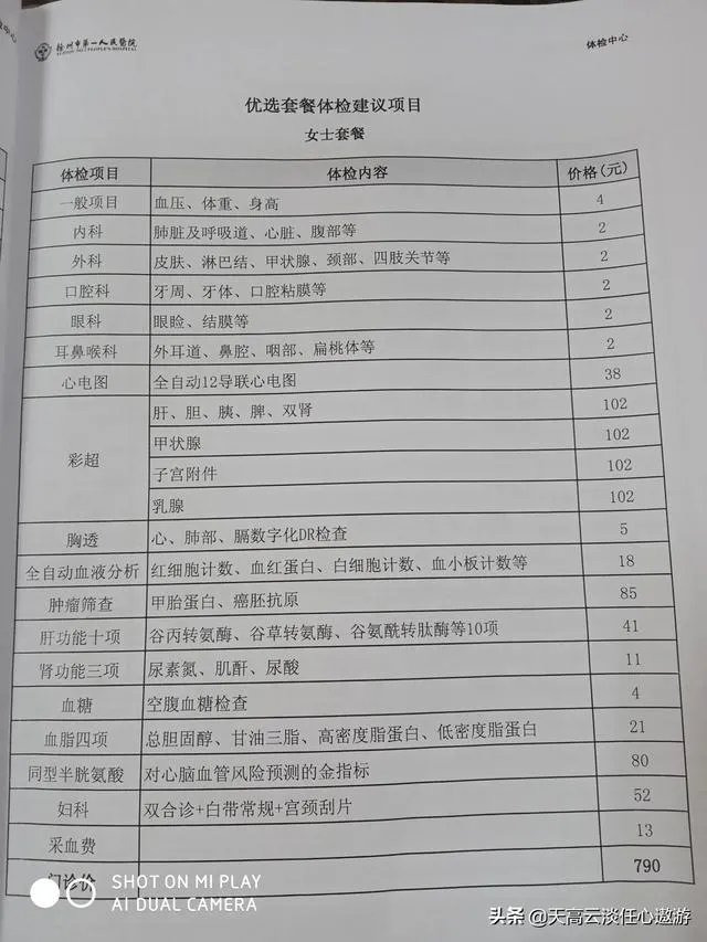 女性全身体检一般要多少钱？